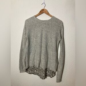 Coin 1804 mixed media layered gray sweater size Medium